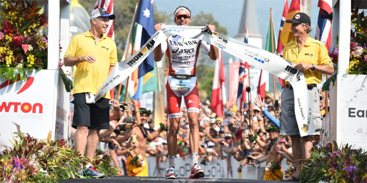 Ян Фродено на финише Ironman Гавайи 2015