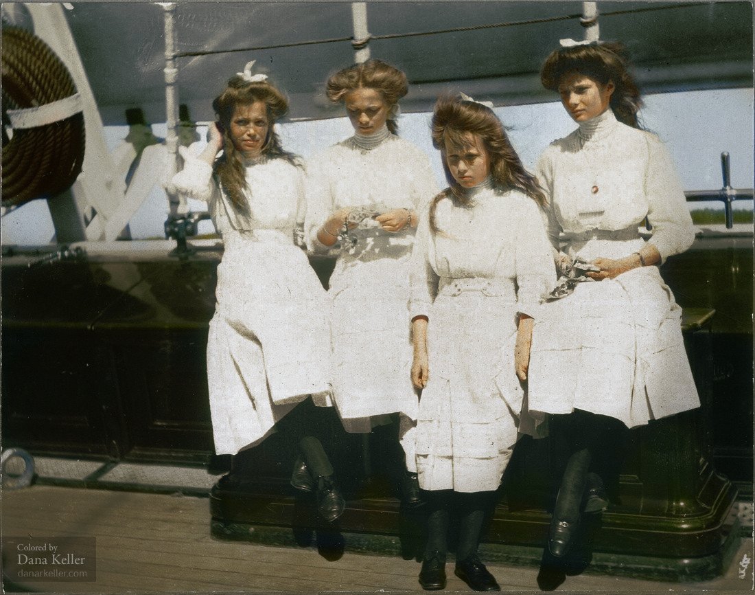Великие княжны Мария, Ольга, Анастасия, Татьяна, 1910 год