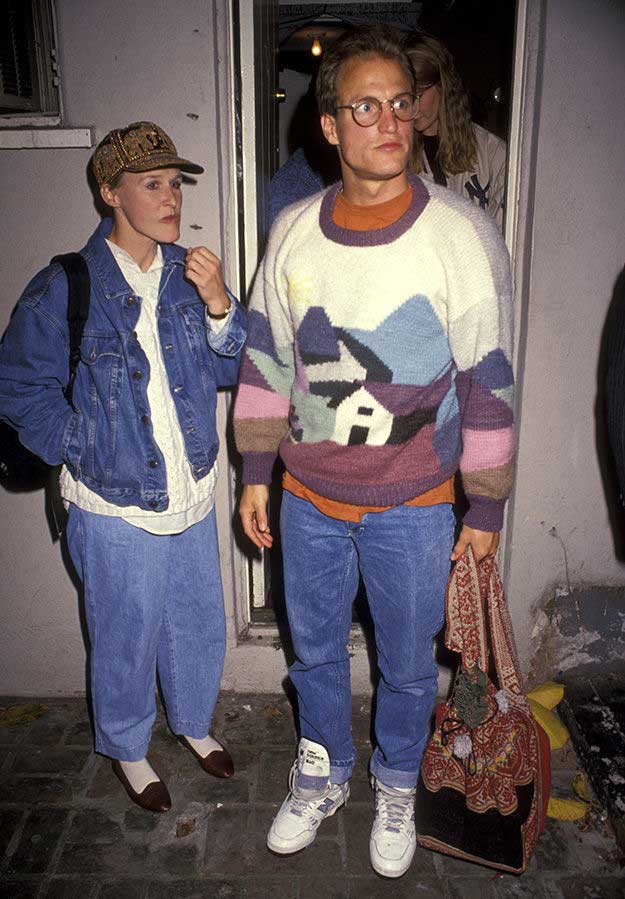Гленн Клоуз и Вуди Харрельсон на вечеринке, 1991, Лос–Анджелес